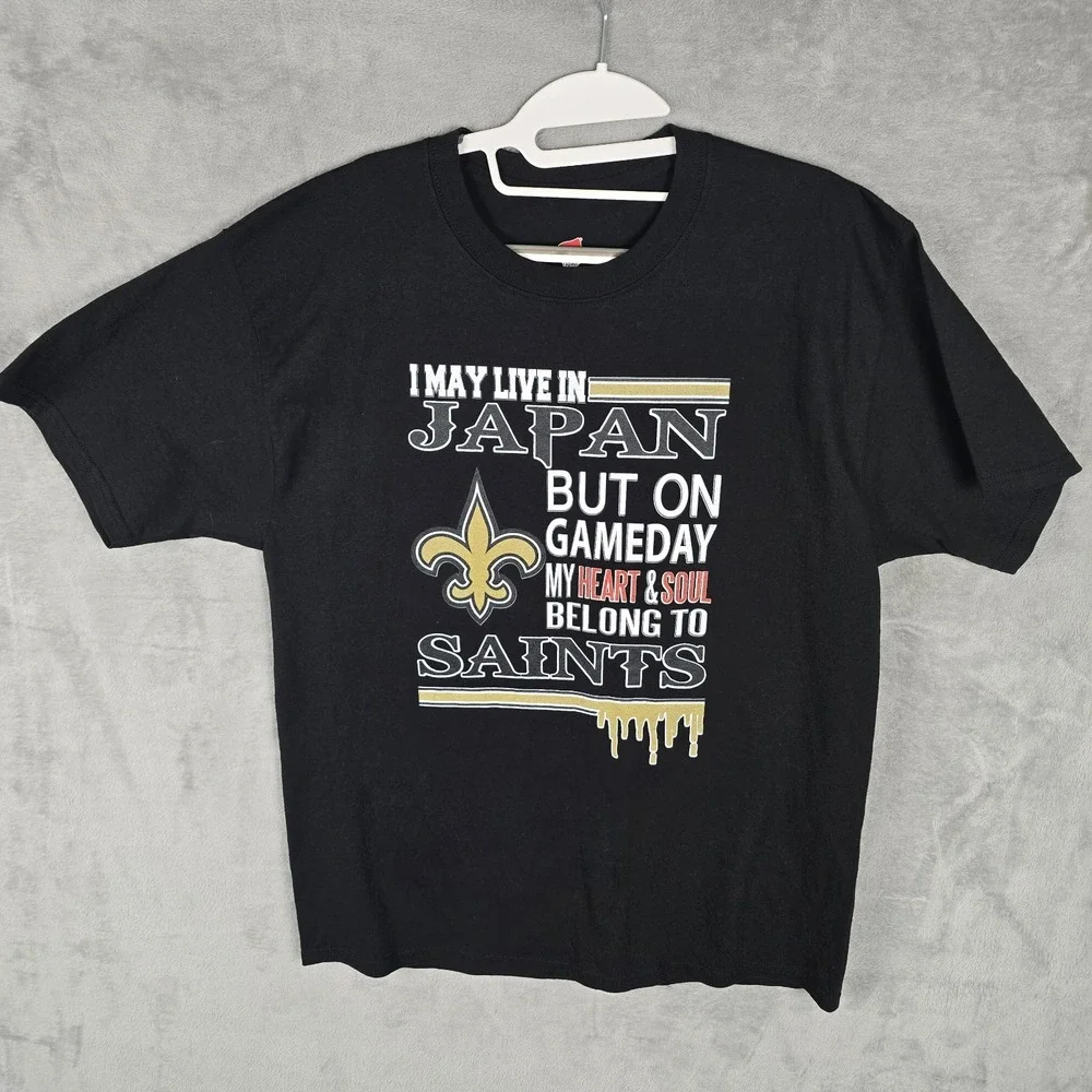 Nfl New Orleans Saints Black T-shirt‎ Hanes Size Large
